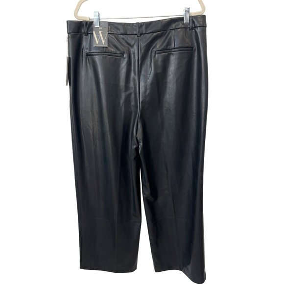 Worthington Faux Leather Straight Leg Pants Women 18 Black Rayon Career Work NEW - Picture 2 of 9